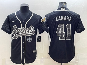 Wholesale Cheap Men\'s New Orleans Saints #41 Alvin Kamara Black Reflective Limited Stitched Football Jersey