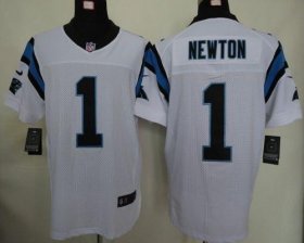 Wholesale Cheap Nike Panthers #1 Cam Newton White Men\'s Stitched NFL Elite Jersey