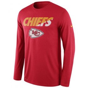 Wholesale Cheap Men\'s Kansas City Chiefs Nike Red Legend Staff Practice Long Sleeves Performance T-Shirt