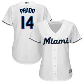 Wholesale Cheap Marlins #14 Martin Prado White Home Women\'s Stitched MLB Jersey