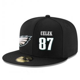 Wholesale Cheap Philadelphia Eagles #87 Brent Celek Snapback Cap NFL Player Black with White Number Stitched Hat