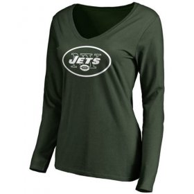 Wholesale Cheap Women\'s New York Jets Pro Line Primary Team Logo Slim Fit Long Sleeve T-Shirt Green