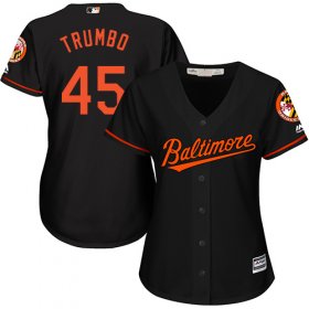 Wholesale Cheap Orioles #45 Mark Trumbo Black Alternate Women\'s Stitched MLB Jersey