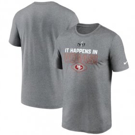 Cheap Men\'s San Francisco 49ers Heather Gray Super Bowl LVIII Logo Lockup T-Shirt