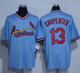 Wholesale Cheap Cardinals #13 Matt Carpenter Blue Cooperstown Throwback Stitched MLB Jersey