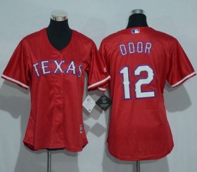 Wholesale Cheap Rangers #12 Rougned Odor Red Women\'s Alternate Stitched MLB Jersey
