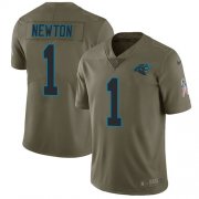 Wholesale Cheap Nike Panthers #1 Cam Newton Olive Youth Stitched NFL Limited 2017 Salute to Service Jersey