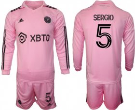 Cheap Men\'s Inter Miami CF #5 sergio 2023-24 Pink Home Soccer Jersey Suit