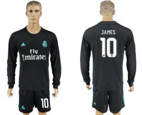 Wholesale Cheap Real Madrid #10 James Away Long Sleeves Soccer Club Jersey