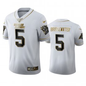 Wholesale Cheap Carolina Panthers #5 Teddy Bridgewater Men\'s Nike White Golden Edition Vapor Limited NFL 100 Jersey