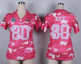 Wholesale Cheap Nike 49ers #80 Jerry Rice Pink Women\'s Stitched NFL Elite Camo Fashion Jersey