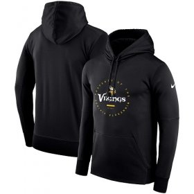 Wholesale Cheap Men\'s Minnesota Vikings Nike Black Sideline Property Of Wordmark Logo Performance Pullover Hoodie