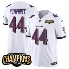 Cheap Men\'s Baltimore Ravens #44 Marlon Humphrey White 2023 F.U.S.E. AFC North Champions Vapor Limited Football Stitched Jersey