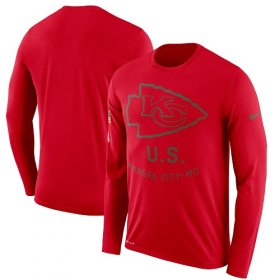 Wholesale Cheap Men\'s Kansas City Chiefs Nike Red Salute to Service Sideline Legend Performance Long Sleeve T-Shirt