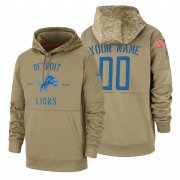 Wholesale Cheap Detroit Lions Custom Nike Tan 2019 Salute To Service Name & Number Sideline Therma Pullover Hoodie