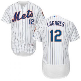 Wholesale Cheap Mets #12 Juan Lagares White(Blue Strip) Flexbase Authentic Collection Stitched MLB Jersey