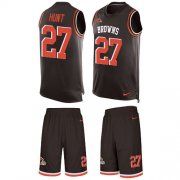 Wholesale Cheap Nike Browns #27 Kareem Hunt Brown Team Color Men's Stitched NFL Limited Tank Top Suit Jersey