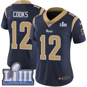 Wholesale Cheap Nike Rams #12 Brandin Cooks Navy Blue Team Color Super Bowl LIII Bound Women\'s Stitched NFL Vapor Untouchable Limited Jersey
