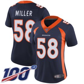 Wholesale Cheap Nike Broncos #58 Von Miller Navy Blue Alternate Women\'s Stitched NFL 100th Season Vapor Limited Jersey