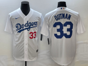 Wholesale Cheap Men's Los Angeles Dodgers #33 James Outman Number White Cool Base Stitched Jersey