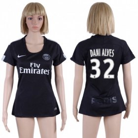 Wholesale Cheap Women\'s Paris Saint-Germain #32 Dani Alves Sec Away Soccer Club Jersey
