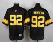 Wholesale Cheap Nike Steelers #92 James Harrison Black(Gold No.) Men's Stitched NFL Elite Jersey
