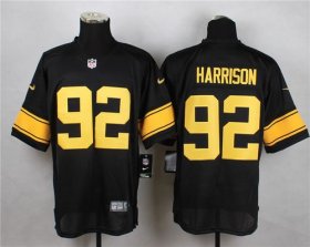 Wholesale Cheap Nike Steelers #92 James Harrison Black(Gold No.) Men\'s Stitched NFL Elite Jersey