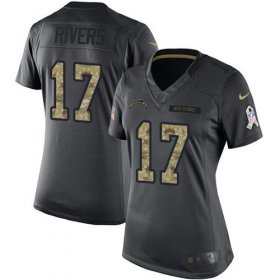 Wholesale Cheap Nike Chargers #17 Philip Rivers Black Women\'s Stitched NFL Limited 2016 Salute to Service Jersey