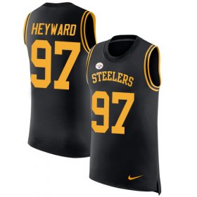 Wholesale Cheap Nike Steelers #97 Cameron Heyward Black Team Color Men\'s Stitched NFL Limited Rush Tank Top Jersey