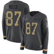 Wholesale Cheap Nike Chiefs #87 Travis Kelce Anthracite Salute to Service Women's Stitched NFL Limited Therma Long Sleeve Jersey