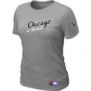 Wholesale Cheap Women's Chicago White Sox Nike Away Practice MLB T-Shirt Light Grey