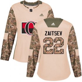 Wholesale Cheap Adidas Senators #22 Nikita Zaitsev Camo Authentic 2017 Veterans Day Women\'s Stitched NHL Jersey