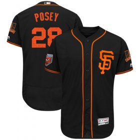 Wholesale Cheap Giants #28 Buster Posey Black 2018 Spring Training Authentic Flex Base Stitched MLB Jersey