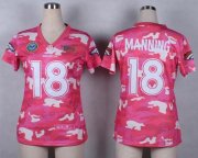 Wholesale Cheap Nike Broncos #18 Peyton Manning Pink Women's Stitched NFL Elite Camo Fashion Jersey