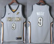 Wholesale Cheap Men's Cleveland Cavaliers #9 Dwyane Wade Gray The Land 2017-2018 Nike Authentic Stitched NBA Jersey