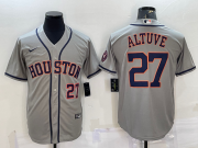 Wholesale Cheap Men's Houston Astros #27 Jose Altuve Number Grey With Patch Stitched MLB Cool Base Nike Jersey