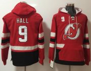 Wholesale Cheap Devils #9 Taylor Hall Red Name & Number Pullover NHL Hoodie