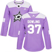 Cheap Adidas Stars #37 Justin Dowling Purple Authentic Fights Cancer Women's Stitched NHL Jersey