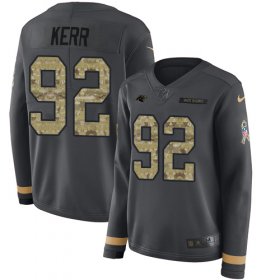 Wholesale Cheap Nike Panthers #92 Zach Kerr Anthracite Salute to Service Women\'s Stitched NFL Limited Therma Long Sleeve Jersey