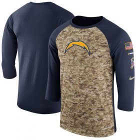 Wholesale Cheap Men\'s Los Angeles Chargers Nike Camo Navy Salute to Service Sideline Legend Performance Three-Quarter Sleeve T-Shirt