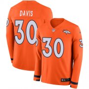 Wholesale Cheap Nike Broncos #30 Terrell Davis Orange Team Color Men's Stitched NFL Limited Therma Long Sleeve Jersey