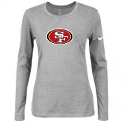 Wholesale Cheap Women's Nike San Francisco 49ers Of The City Long Sleeve Tri-Blend NFL T-Shirt Light Grey