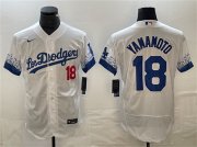 Cheap Men's Los Angeles Dodgers #18 Yoshinobu Yamamoto White City Connect Flex Base Stitched Baseball Jersey