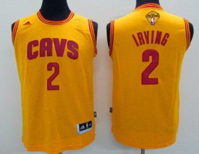 Wholesale Cheap Men\'s Cleveland Cavaliers #2 Kyrie Irving Yellow 2017 The NBA Finals Patch Jersey