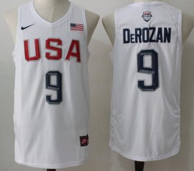 Wholesale Cheap 2016 Olympics Team USA Men\'s #9 DeMar DeRozan White Stitched NBA Nike Swingman Jersey