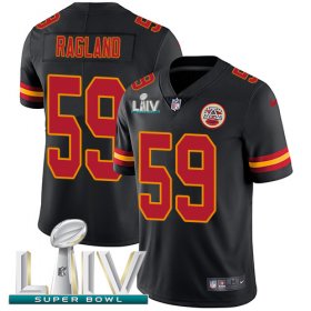 Wholesale Cheap Nike Chiefs #59 Reggie Ragland Black Super Bowl LIV 2020 Men\'s Stitched NFL Limited Rush Jersey