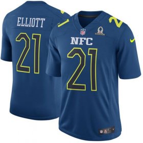 Wholesale Cheap Nike Cowboys #21 Ezekiel Elliott Navy Men\'s Stitched NFL Game NFC 2017 Pro Bowl Jersey