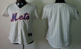 Wholesale Cheap Mets Blank Cream(Blue Strip) Women\'s Fashion Stitched MLB Jersey