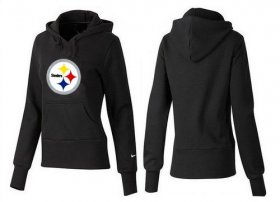 Wholesale Cheap Women\'s Pittsburgh Steelers Logo Pullover Hoodie Black