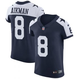 Wholesale Cheap Nike Cowboys #8 Troy Aikman Navy Blue Thanksgiving Men\'s Stitched NFL Vapor Untouchable Throwback Elite Jersey